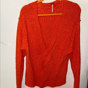 Free People Orange Front cross Sweater
